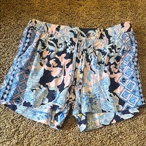 Lilly Pulitzer High Waist Shorts - Blue and Pink Floral